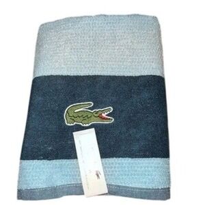 Lacoste TEAL Bath Towel 100% Cotton 30" x 52"‎ Big Crocodile Logo NEW